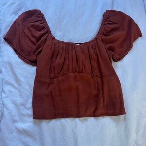 Hollister Women's Rust Brown Off-Shoulder Top